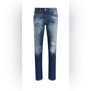 Roberto Cavalli Distressed Mid Rise Skinny Jeans